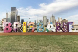 Morning view of Brisbane skyline with famous landmark and city buildings