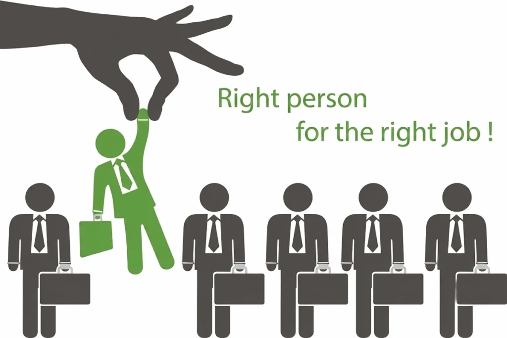 Talent selection concept with a hand choosing a candidate