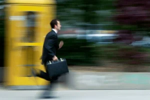 lurred motion of a man running at high speed