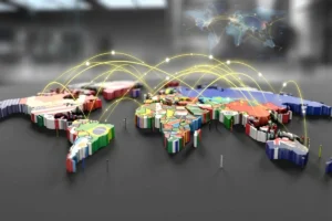 Interactive three-dimensional map with a top-down view