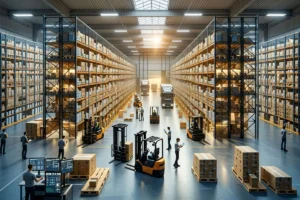 Logistic people and warehouse staff managing stock and doing their operations