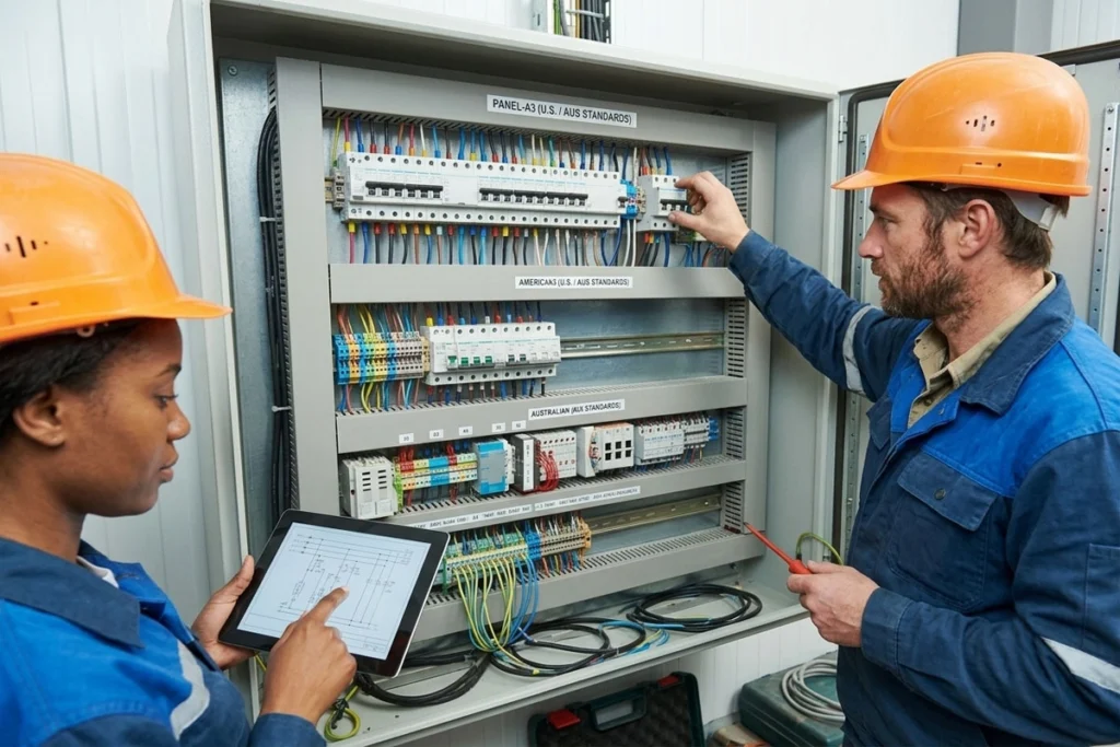 Maintenance electrician check the connection