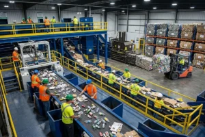 Manufacturing employee sorting products during the production process.