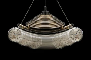 Pendulum clock swinging from side to side
