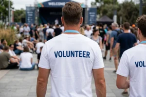 Volunteer helping at an event