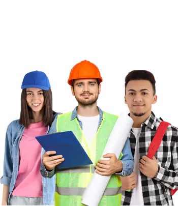 Three career professionals ready for work in different industries
